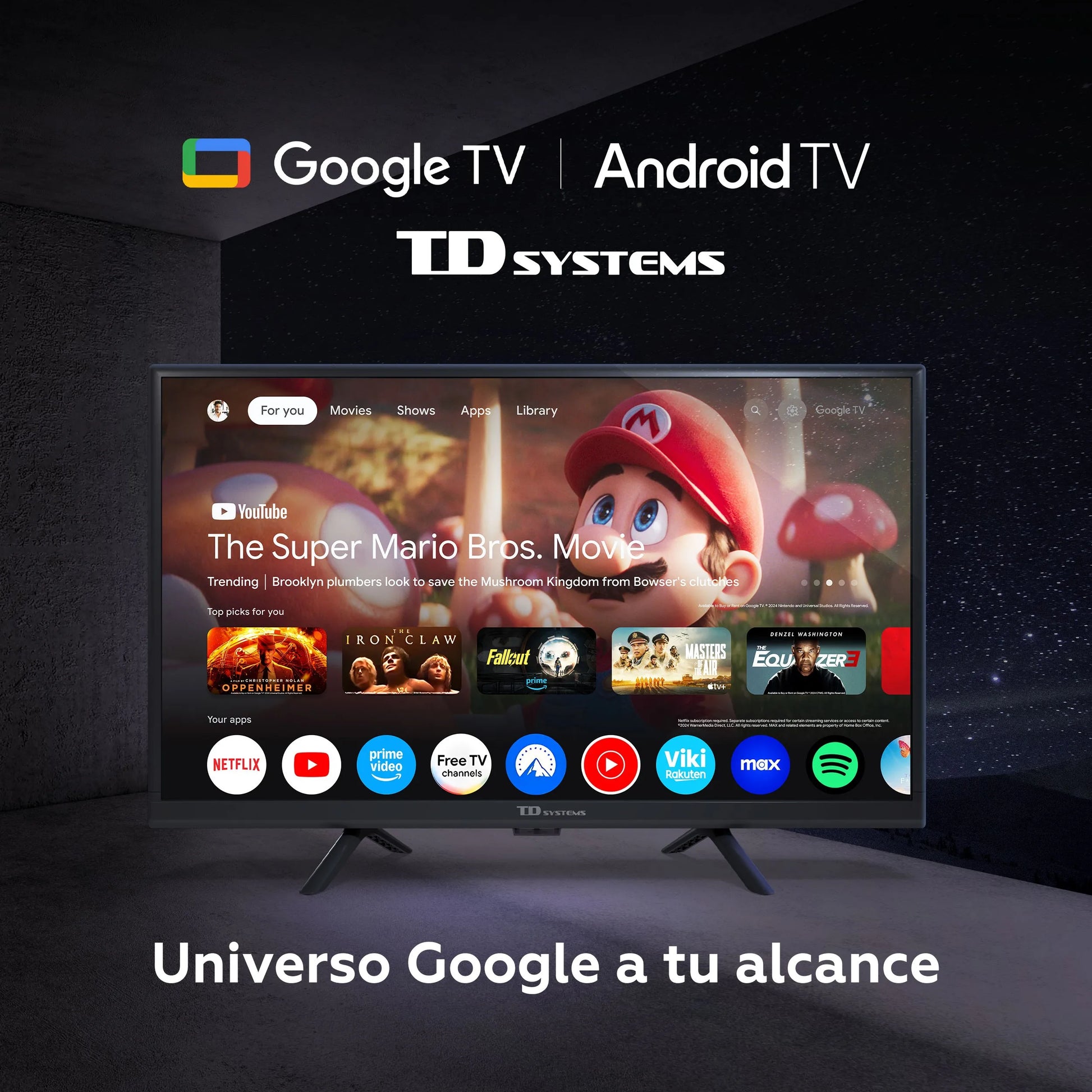 Smart TV TD Systems 32" HD – Android TV 11, Chromecast Integrado, Asistente de Google, Bluetooth 5.1